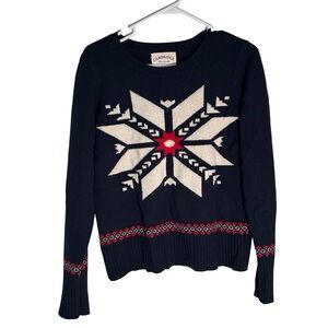 Cambridge Dry Goods Navy and Red Snowflake Sweater